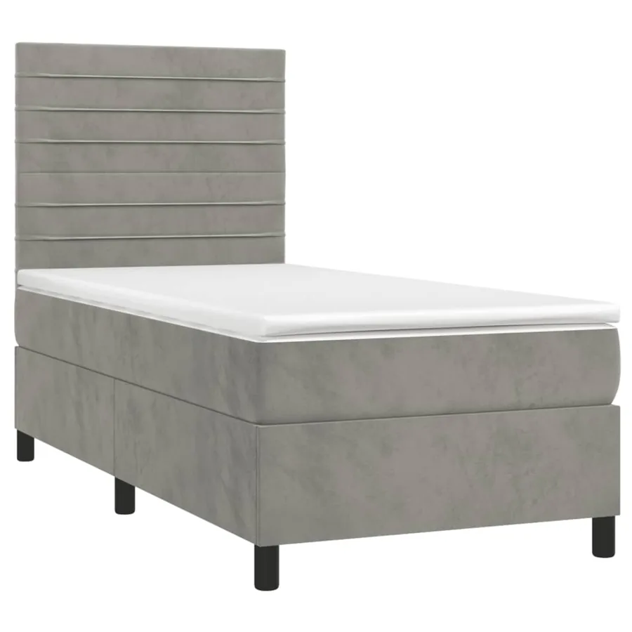 Sommier à lattes de lit et matelas Gris clair 90x190 cm Velours - 3