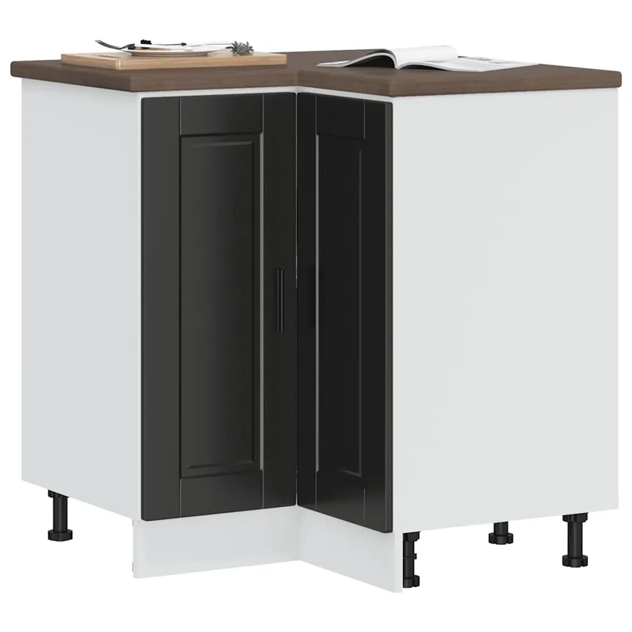 Armoire d'angle de cuisine Porto noir bois d'ingénierie