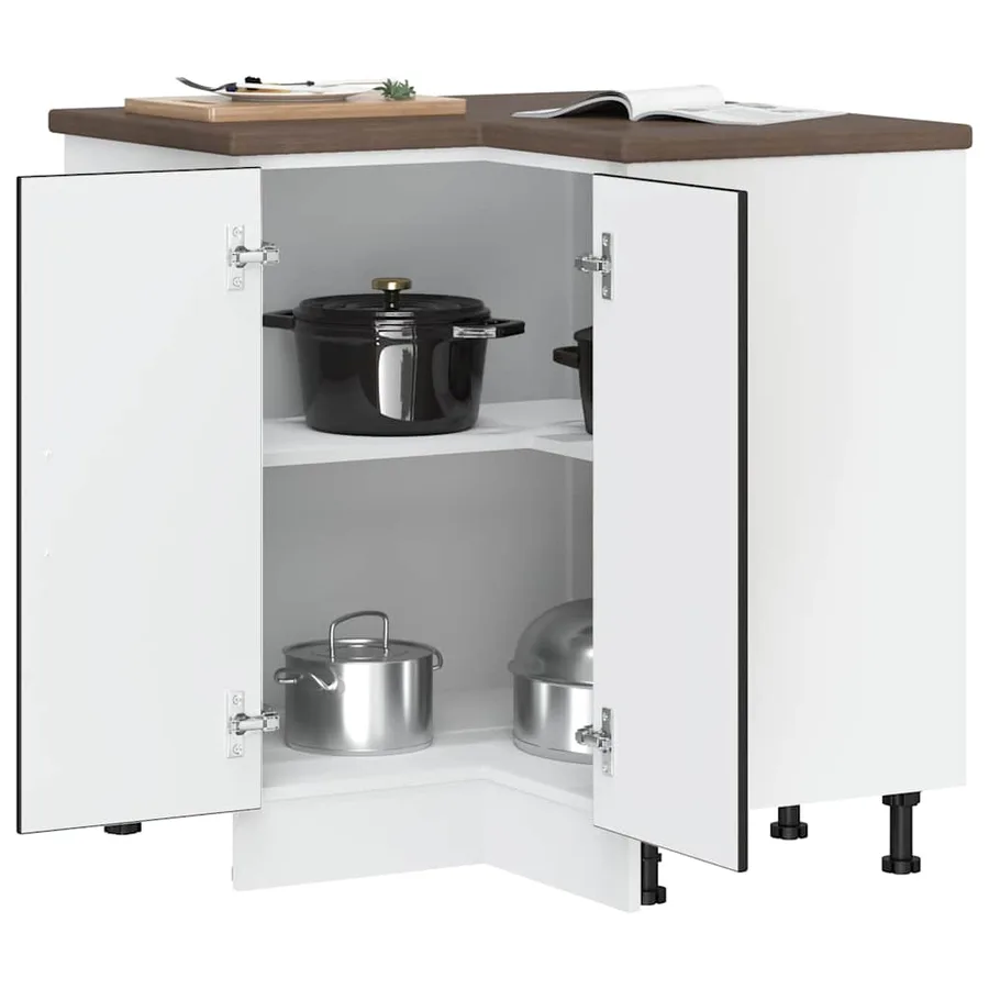 Armoire d'angle de cuisine Porto noir bois d'ingénierie - 4