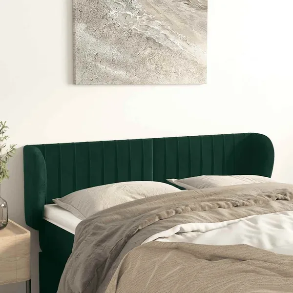 Tête de lit avec oreilles Vert foncé 147x23x78/88 cm Velours