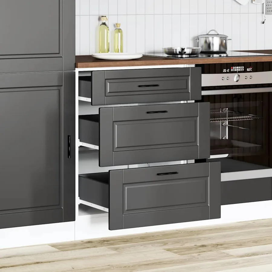 Meuble bas de cuisine « Porto » en bois d'ingénierie noir - 3