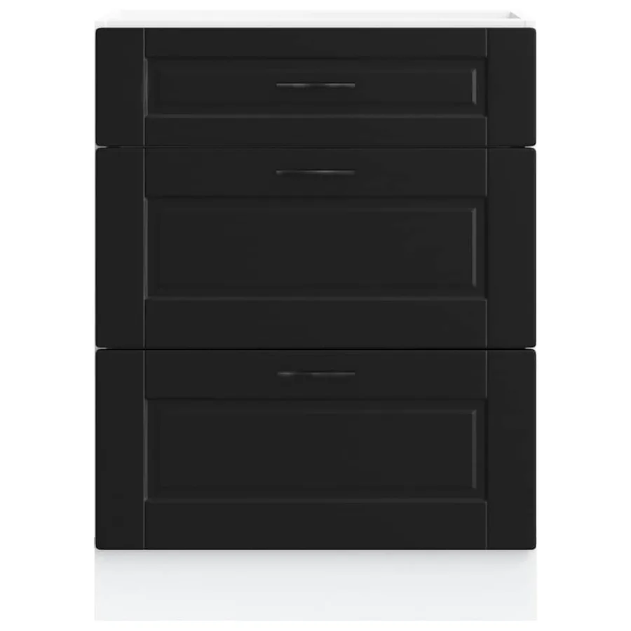 Meuble bas de cuisine « Porto » en bois d'ingénierie noir - 4