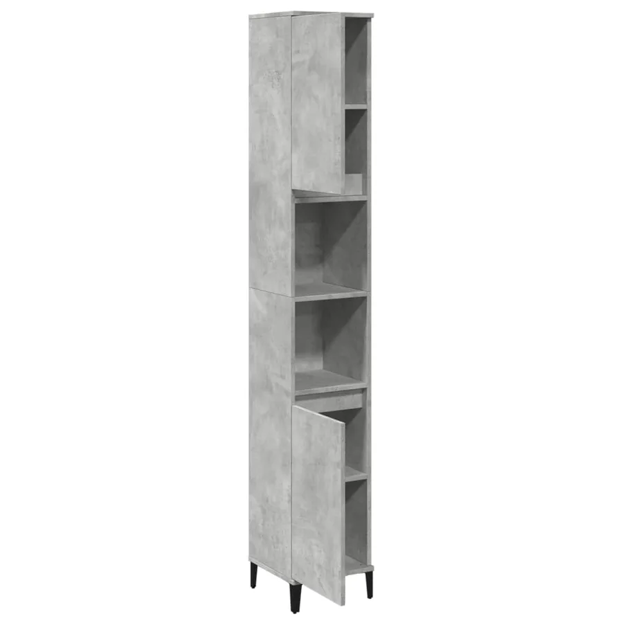 Armoire de salle de bain gris béton 30x30x190 cm - 4