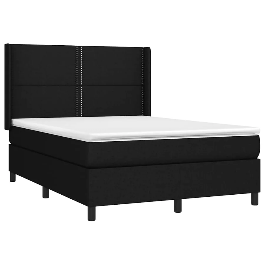 Sommier à lattes de lit matelas LED Noir 140x190 cm Tissu - 4
