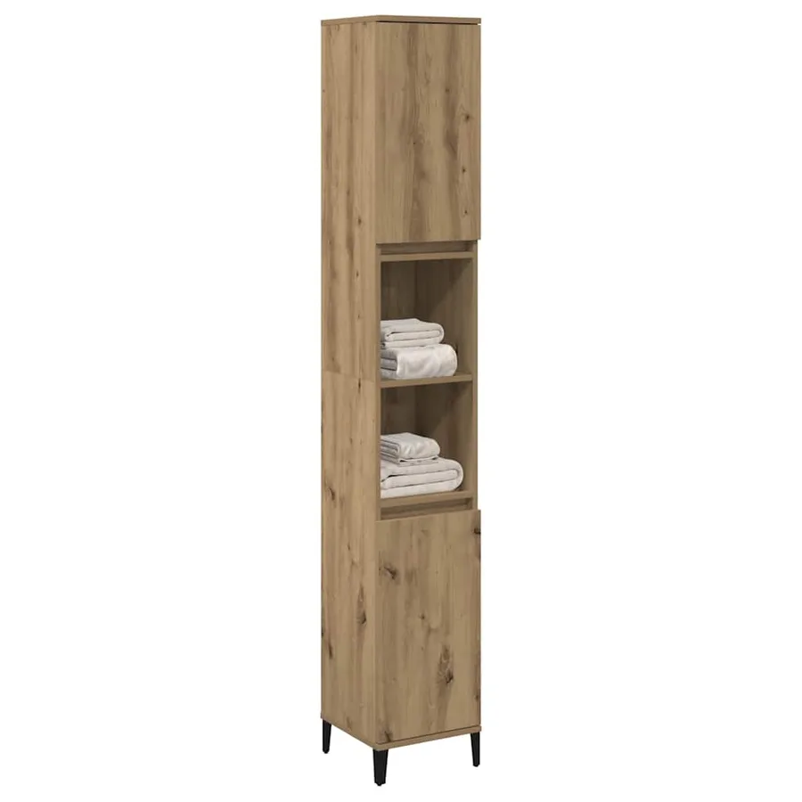 Armoire de salle de bain chêne artisanal 30x30x190 cm - 3