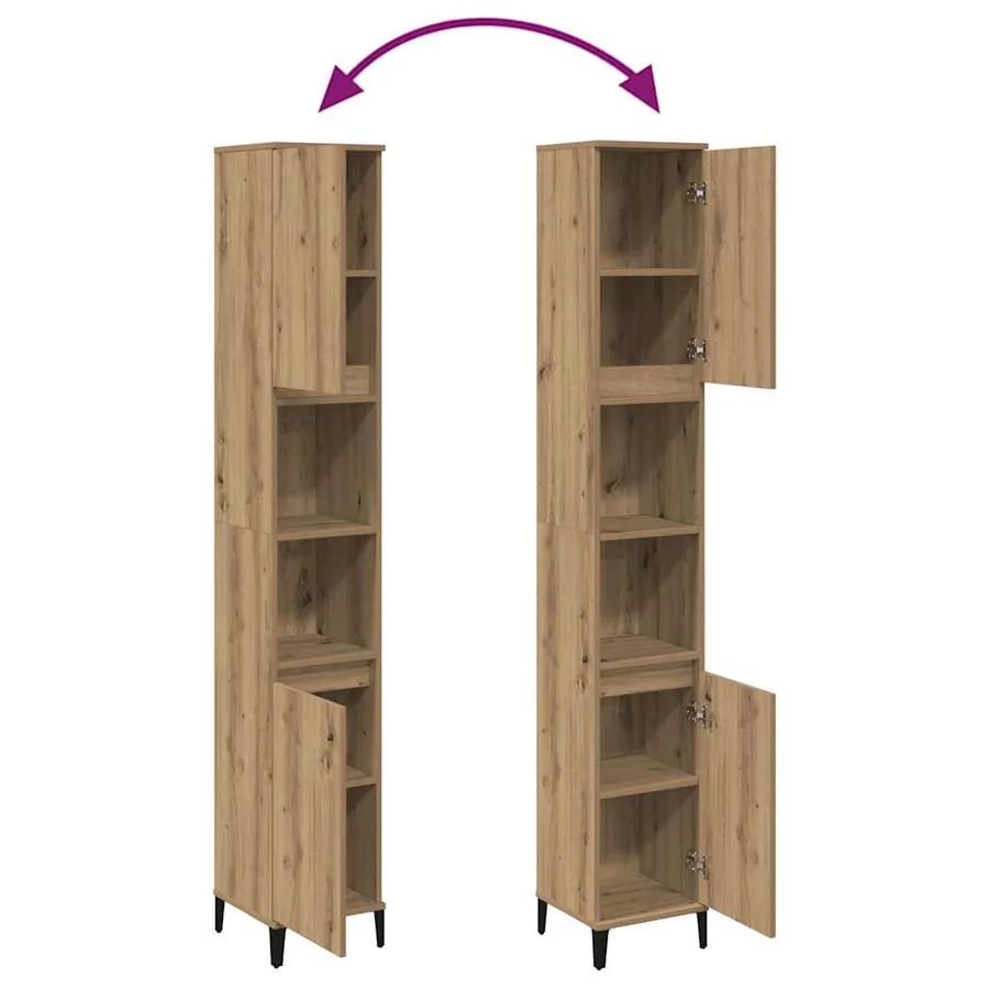Armoire de salle de bain chêne artisanal 30x30x190 cm - 8