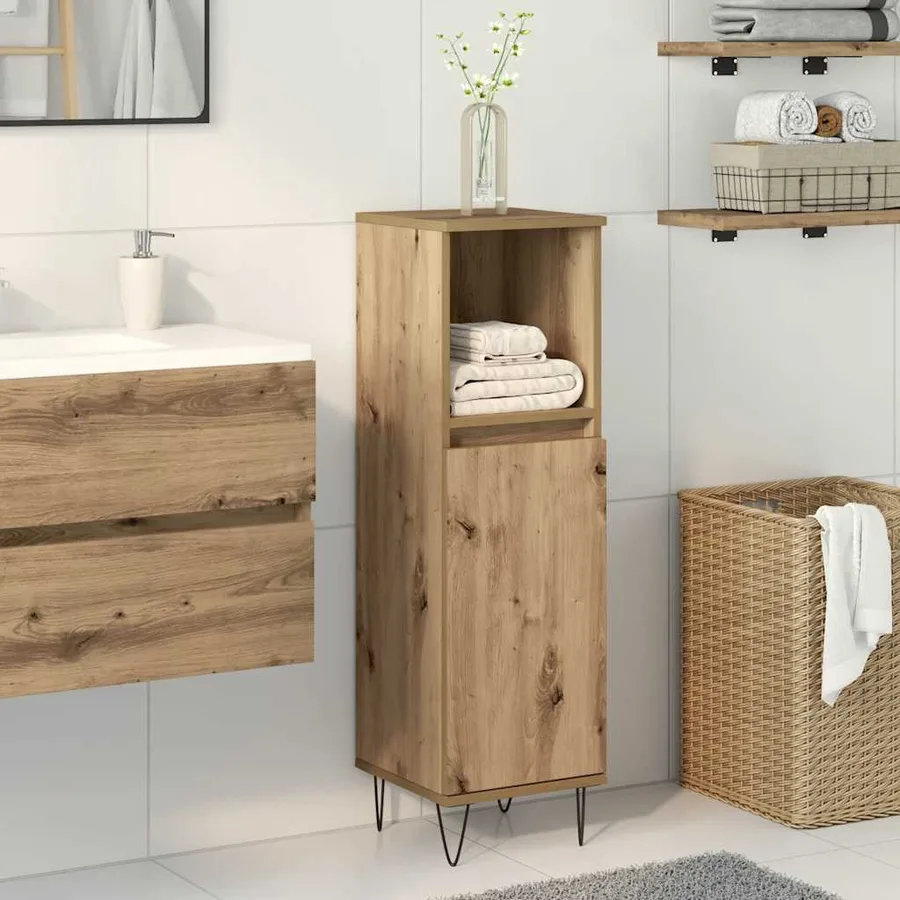 Armoire de salle de bain chêne artisanal 30x30x100 cm - 3