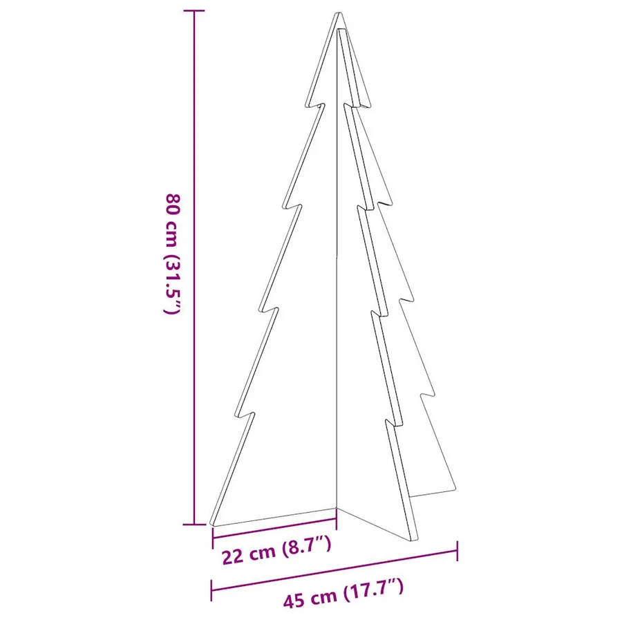 Arbre de Noël en bois pour décoration 80 cm bois de pin massif - 8