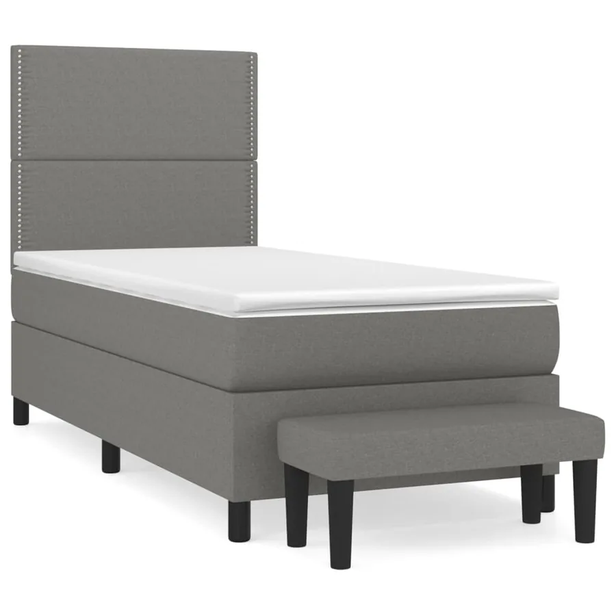 Sommier à lattes de lit avec matelas Gris foncé 100x200cm Tissu - 2