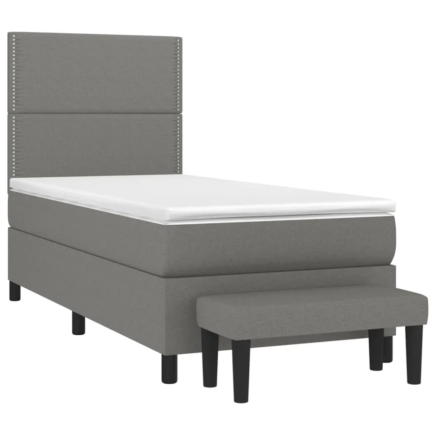 Sommier à lattes de lit avec matelas Gris foncé 100x200cm Tissu - 3