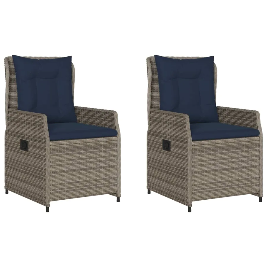 Chaises de jardin inclinables lot de 2 gris résine tressée - 2
