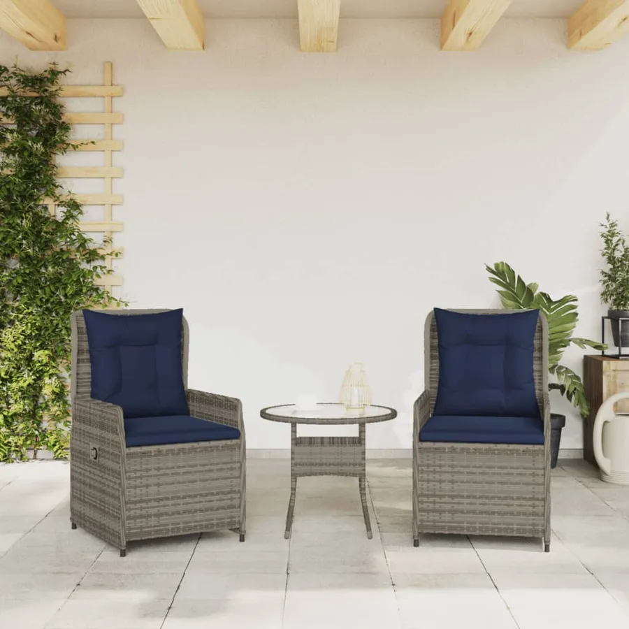 Chaises de jardin inclinables lot de 2 gris résine tressée - 3