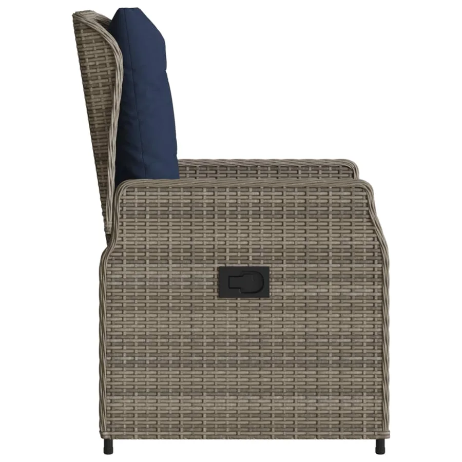 Chaises de jardin inclinables lot de 2 gris résine tressée - 6