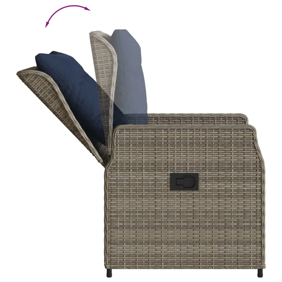 Chaises de jardin inclinables lot de 2 gris résine tressée - 8