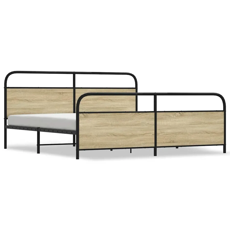 Cadre de lit en métal sans matelas chêne sonoma 183x213 cm - 2