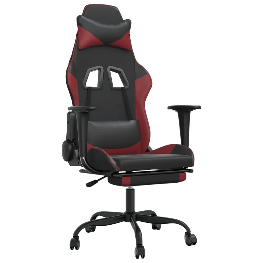 Chaise de jeu de massage repose-pied Noir&Bordeaux Similicuir - 2