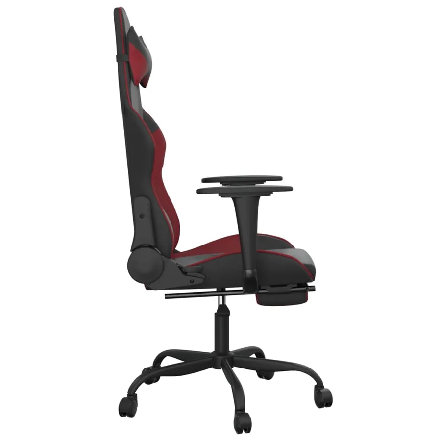 Chaise de jeu de massage repose-pied Noir&Bordeaux Similicuir - 5