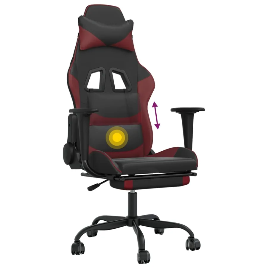 Chaise de jeu de massage repose-pied Noir&Bordeaux Similicuir - 8
