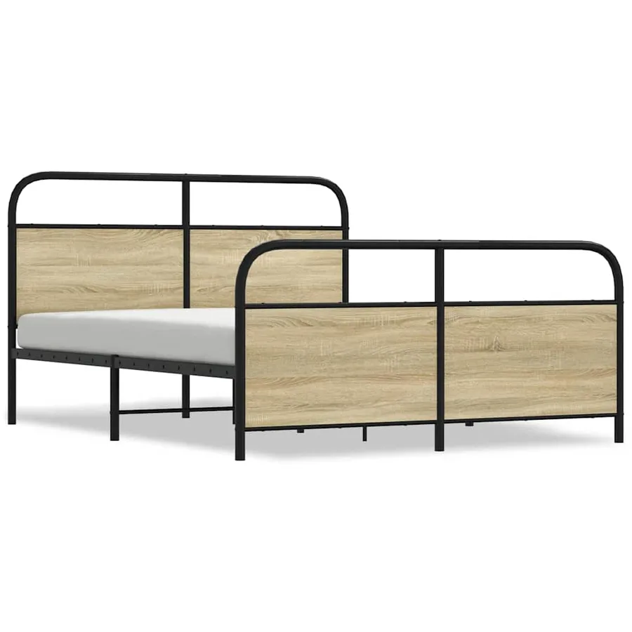 Cadre de lit en métal sans matelas chêne sonoma 160x200 cm - 2