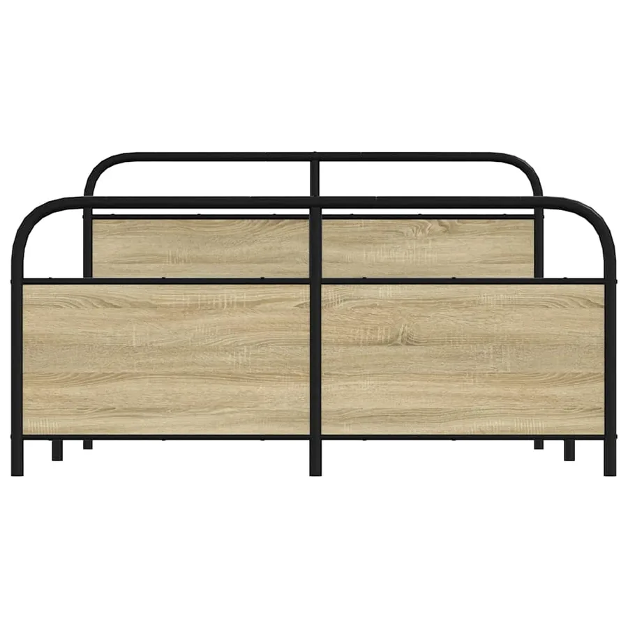 Cadre de lit en métal sans matelas chêne sonoma 160x200 cm - 4