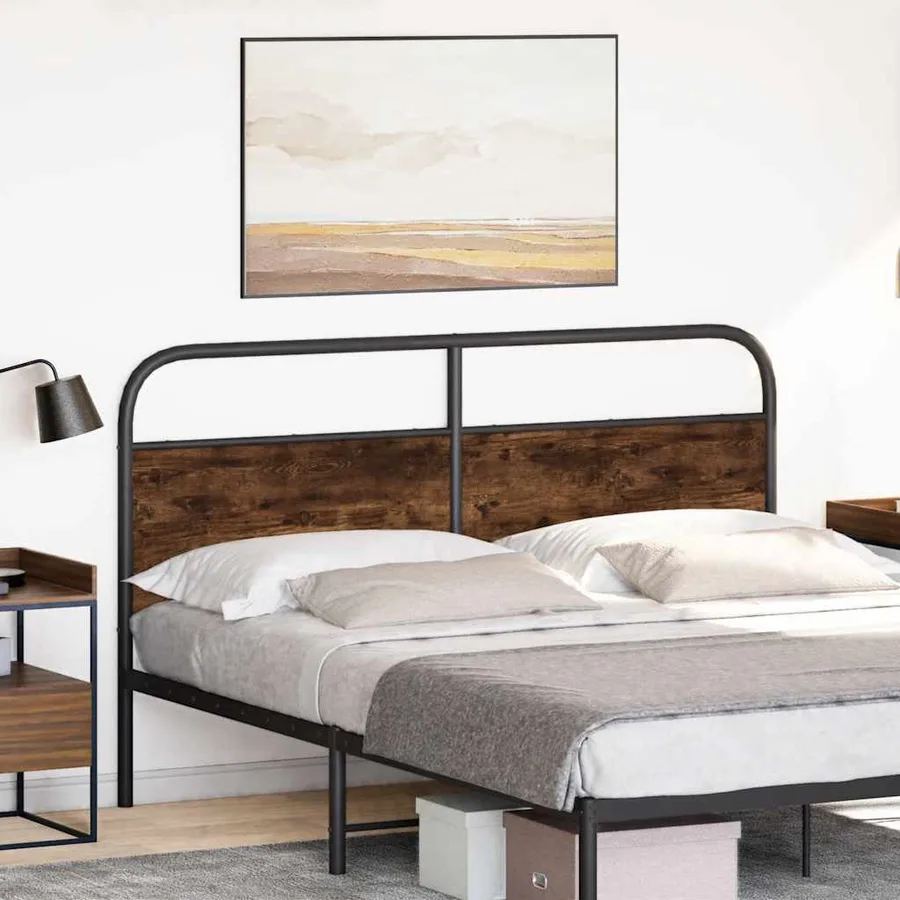 Tête de lit de remplacement chêne fumé 160 cm acier et bois d'ingénierie - 2