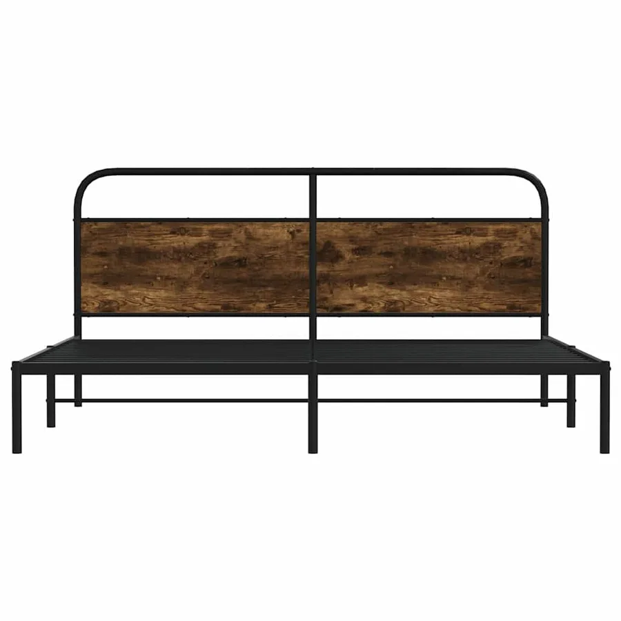 Cadre de lit en métal sans matelas chêne fumé 193x203 cm - 5