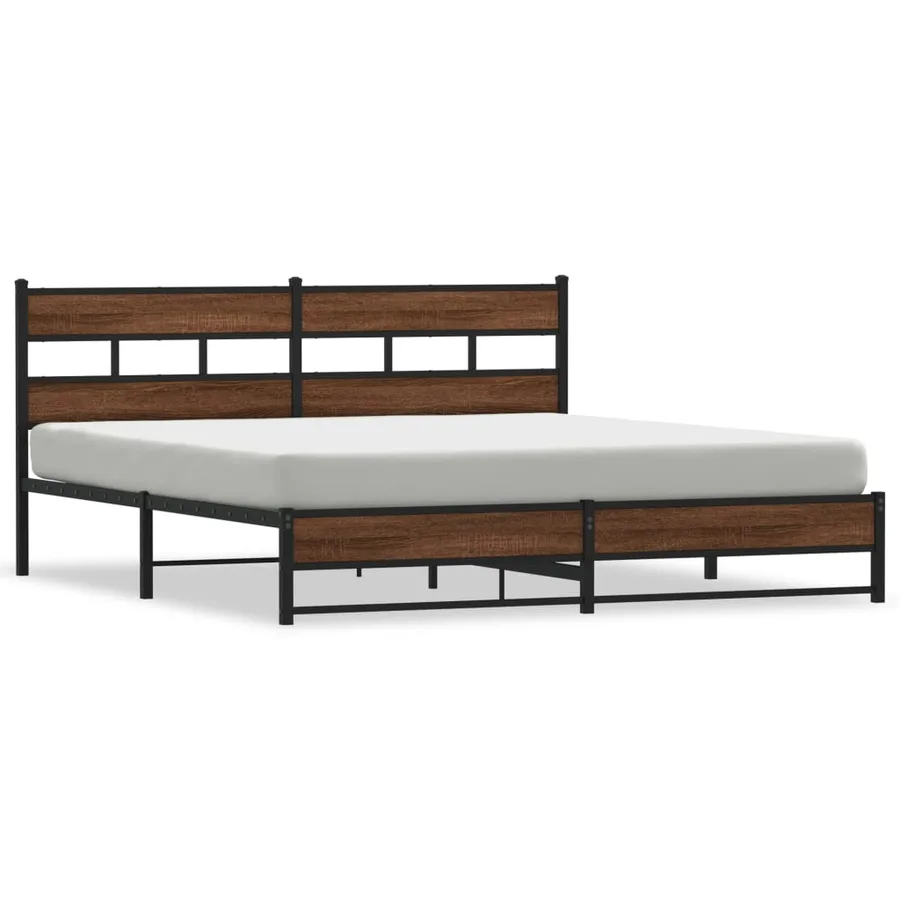 Cadre de lit en métal sans matelas chêne marron 200x200 cm - 2