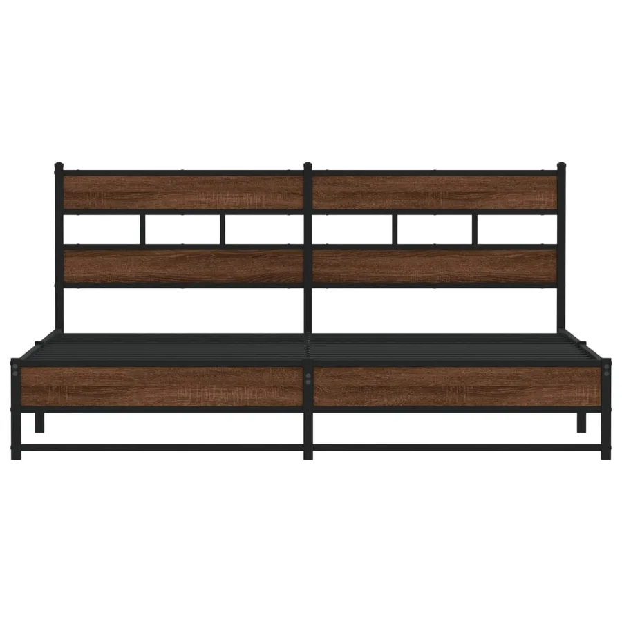 Cadre de lit en métal sans matelas chêne marron 200x200 cm - 4