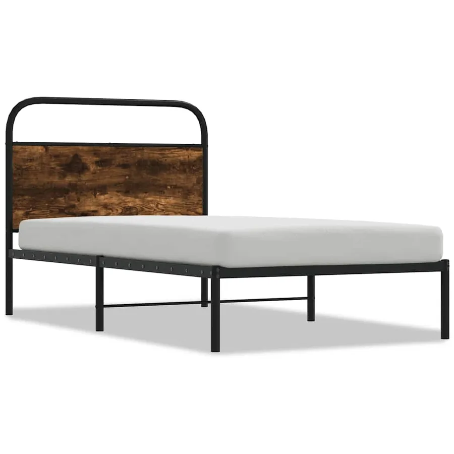 Cadre de lit sans matelas 100x200 cm chêne fumé bois ingénierie - 2