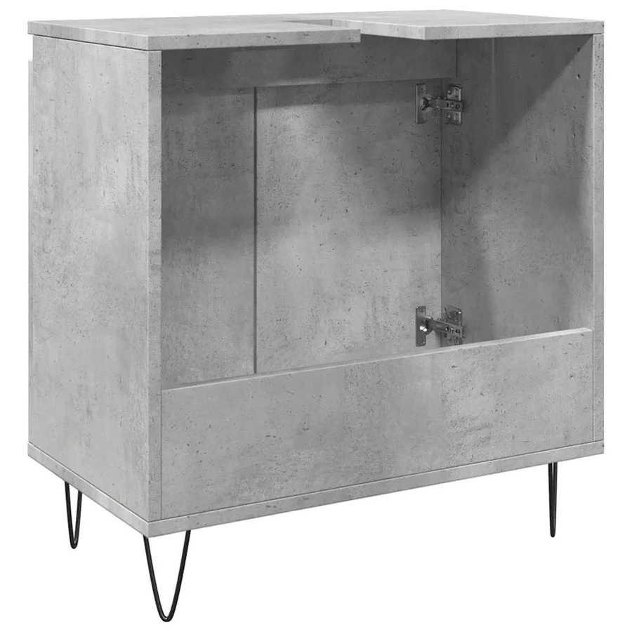 Armoire de bain gris béton 58x33x60 cm bois d'ingénierie - 6