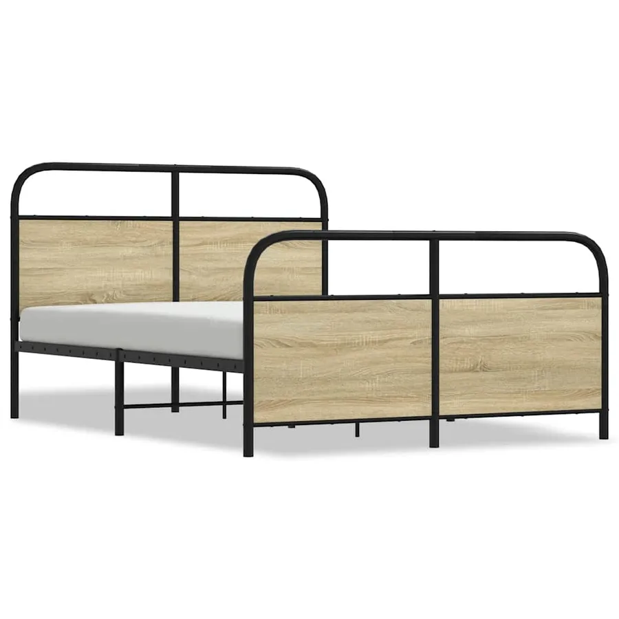 Cadre de lit en métal sans matelas chêne sonoma 137x190 cm - 2