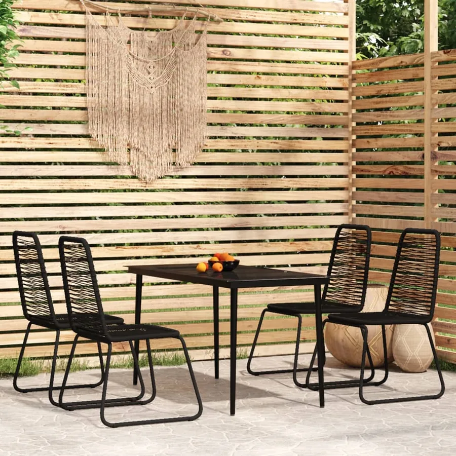 Ensemble à manger de jardin 5 pcs Noir