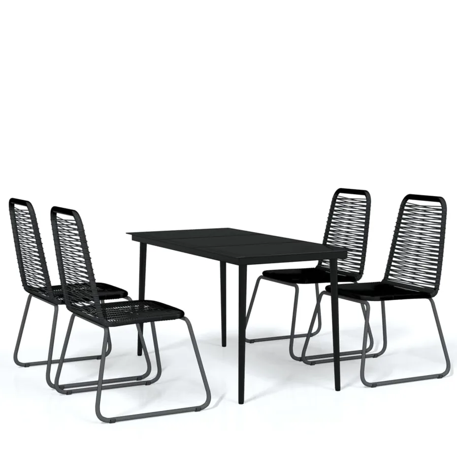 Ensemble à manger de jardin 5 pcs Noir - 2