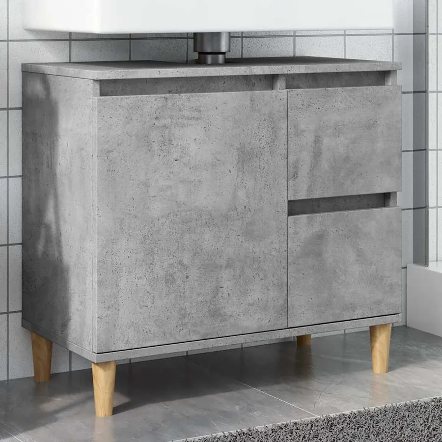 Armoire d'évier gris béton 65x33x60 cm bois d'ingénierie