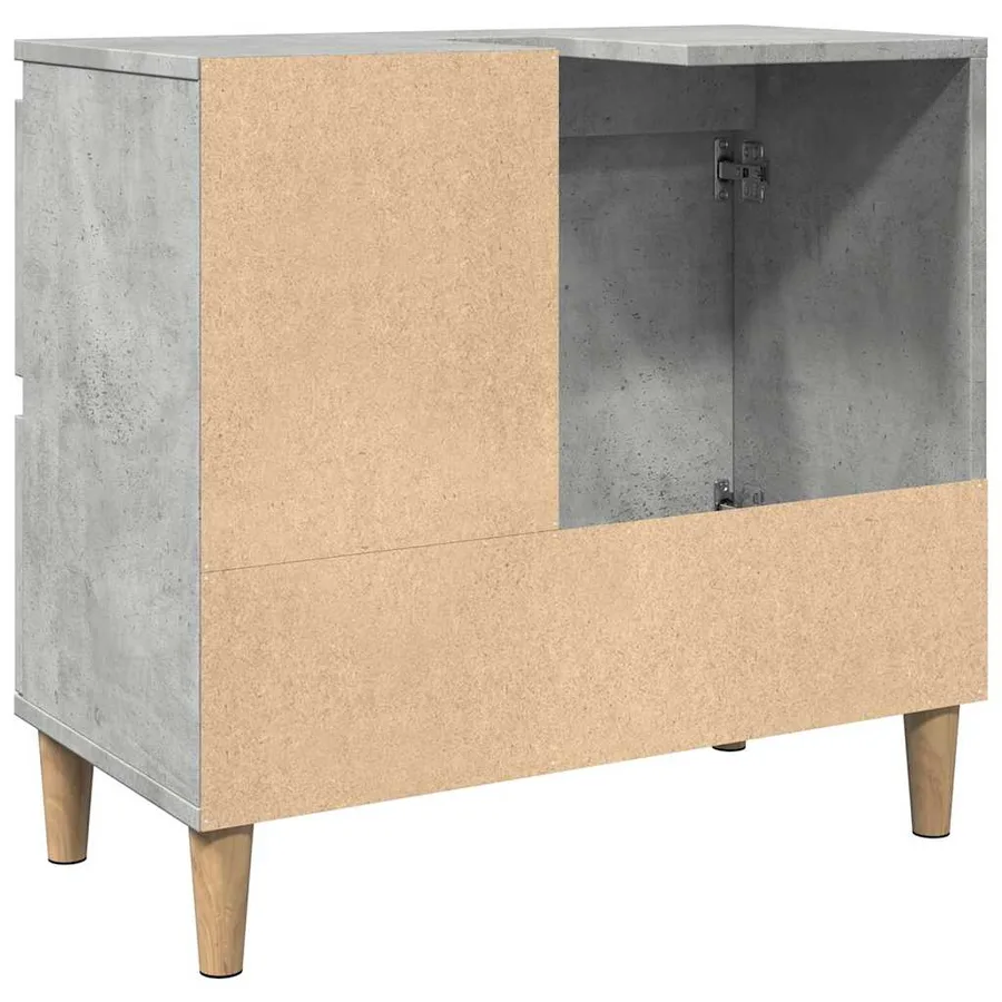 Armoire d'évier gris béton 65x33x60 cm bois d'ingénierie - 7