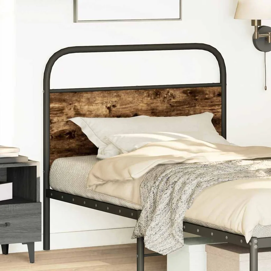 Tête de lit de remplacement chêne fumé 100 cm acier et bois d'ingénierie - 2