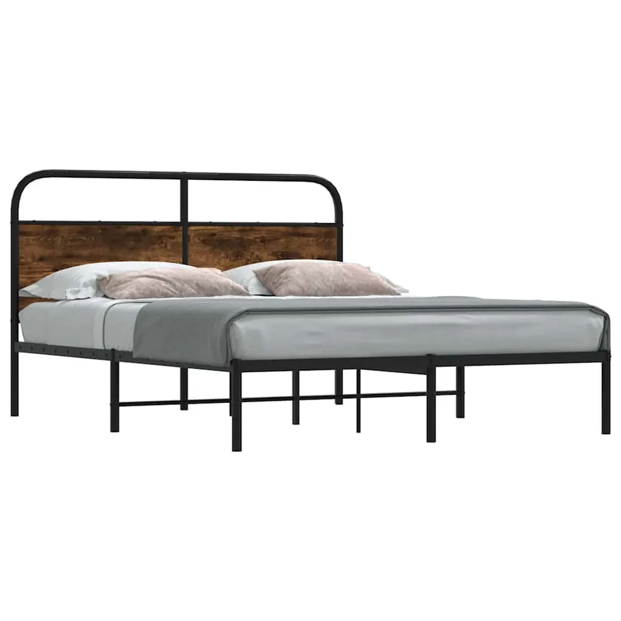 Cadre de lit sans matelas 120x190 cm chêne fumé bois ingénierie