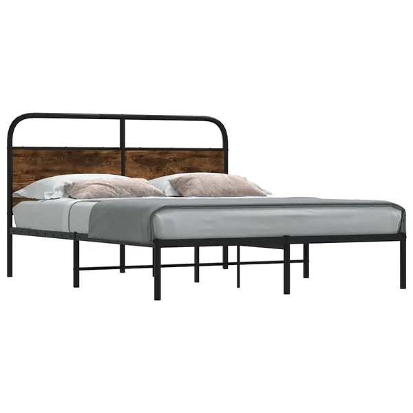 Cadre de lit sans matelas 120x190 cm chêne fumé bois ingénierie