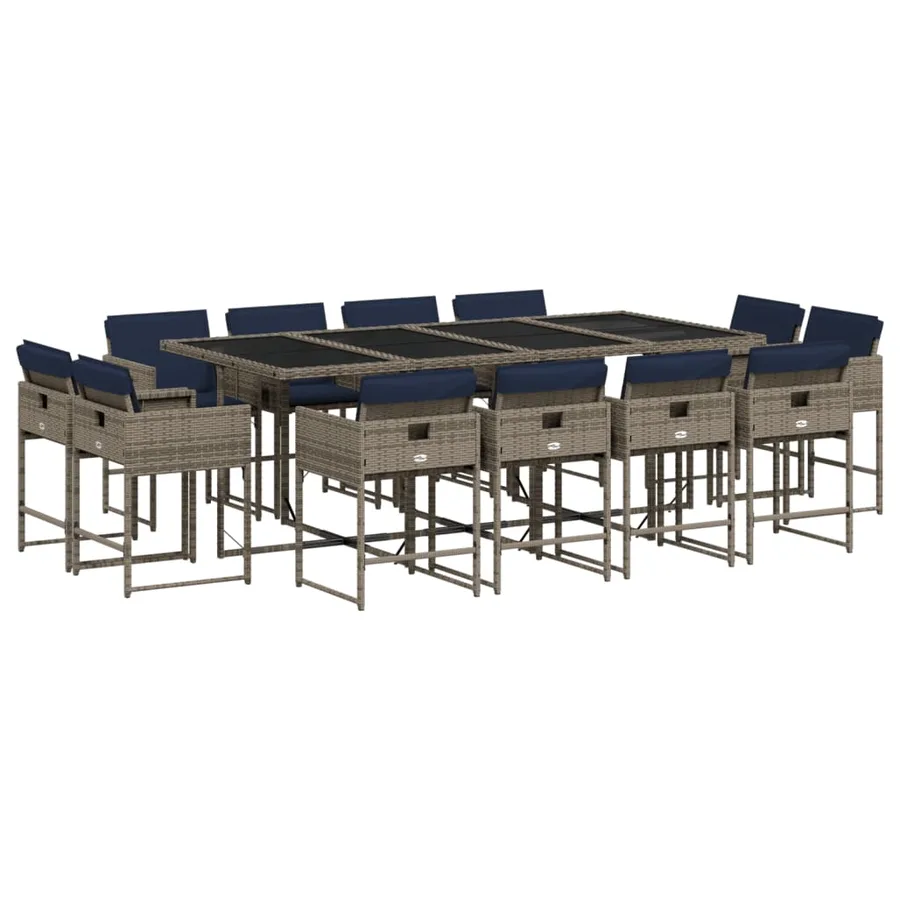 Ensemble à manger de jardin avec coussins 13 pcs résine tressée - 2