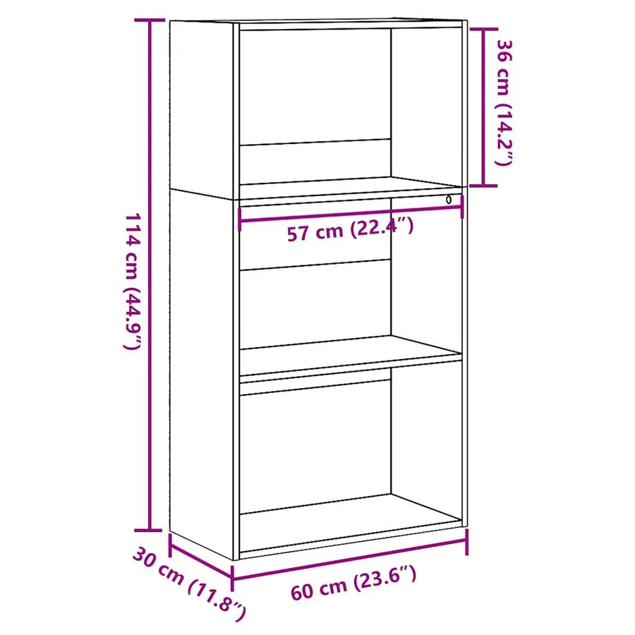 Bibliothèque vieux bois 60x30x114 cm bois d'ingénierie - 9