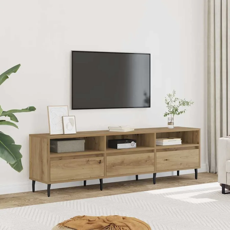 Meuble TV chêne artisanal 150x30x44,5 cm bois d'ingénierie - 3