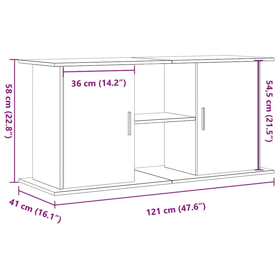 Support pour aquarium vieux bois 121x41x58 cm bois d'ingénierie - 10