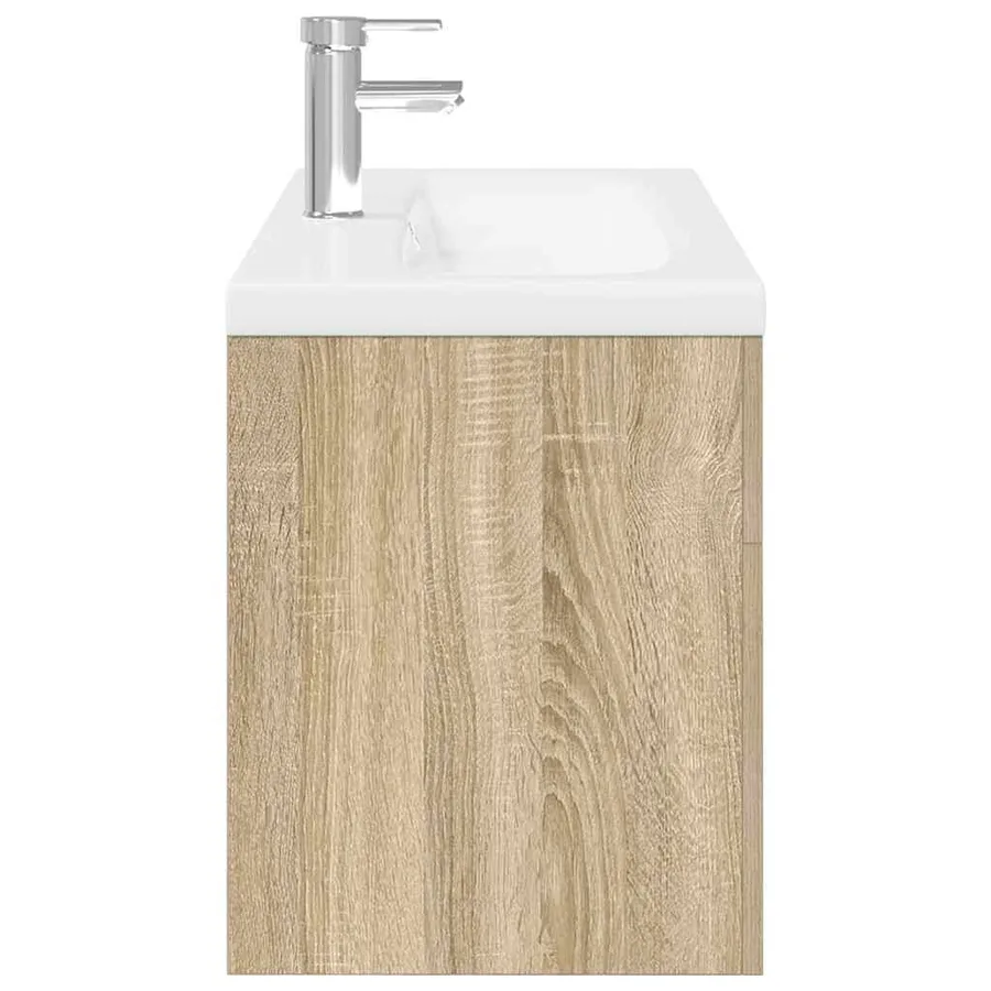 Armoire lavabo de salle de bain et bassin intégré chêne sonoma - 7