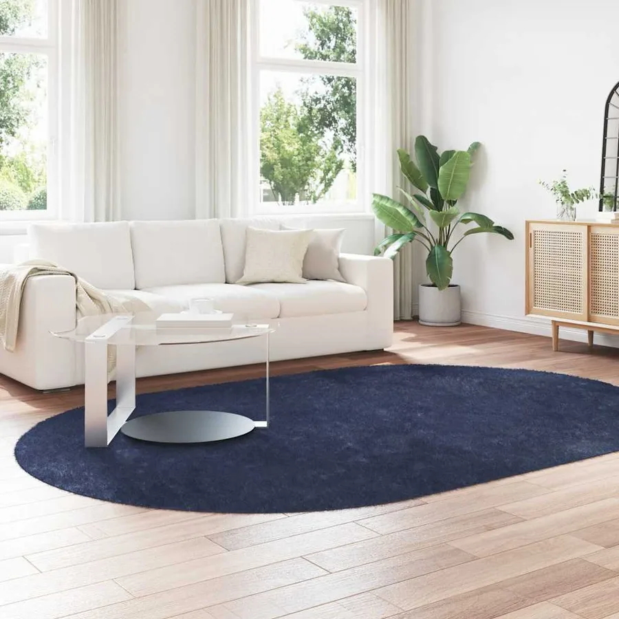 Tapis shaggy à poils longs NAVARRA bleu marine 300x200 cm - 3