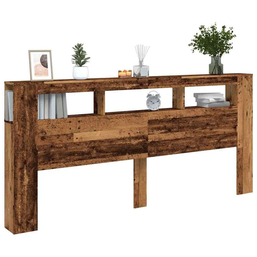 Tête de lit à LED vieux bois 220x18,5x103,5cm bois d'ingénierie - 12