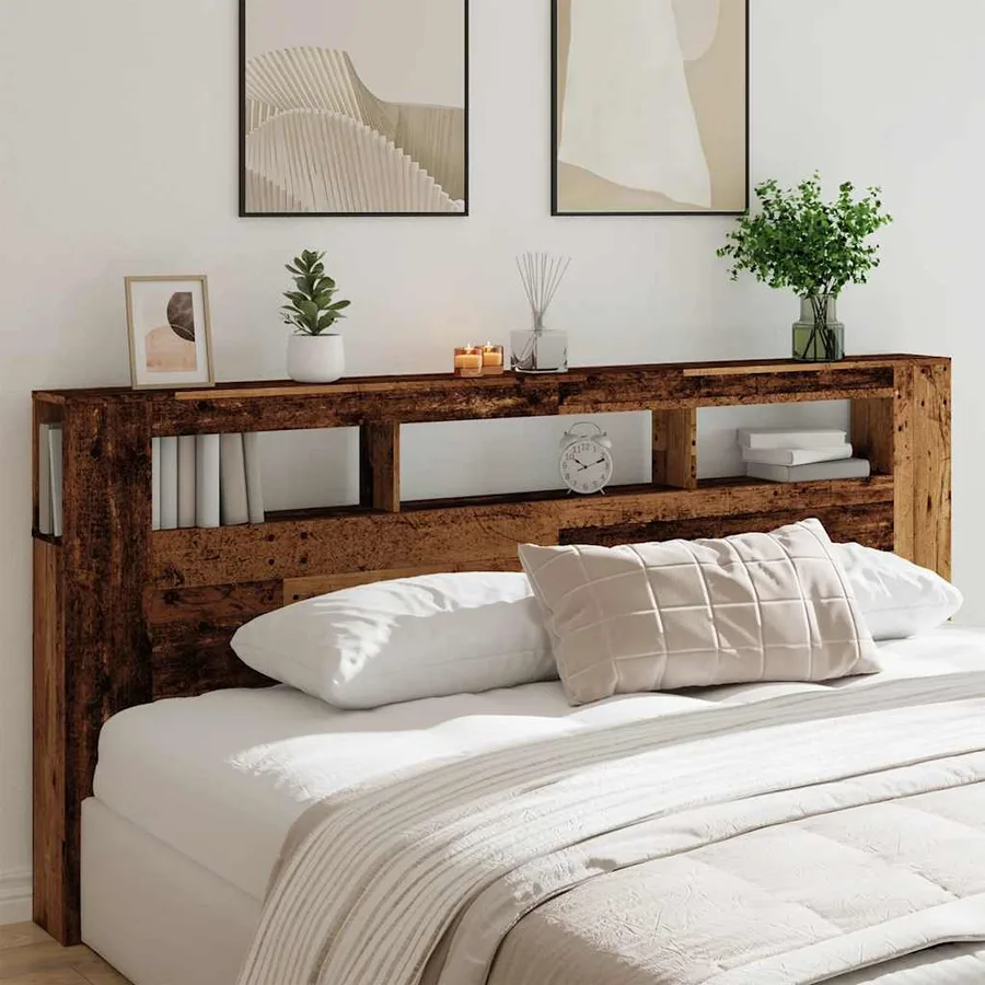 Tête de lit à LED vieux bois 220x18,5x103,5cm bois d'ingénierie - 3