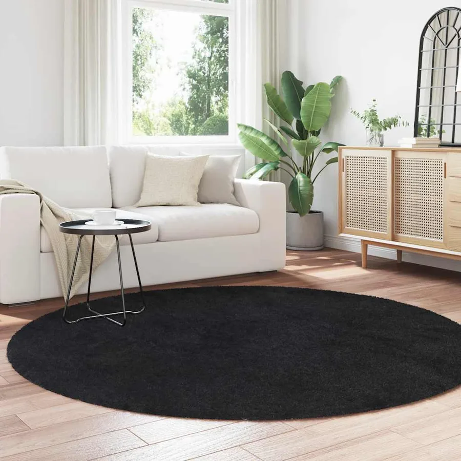 Tapis shaggy à poils longs NAVARRA noir 200x200 cm polyester - 3