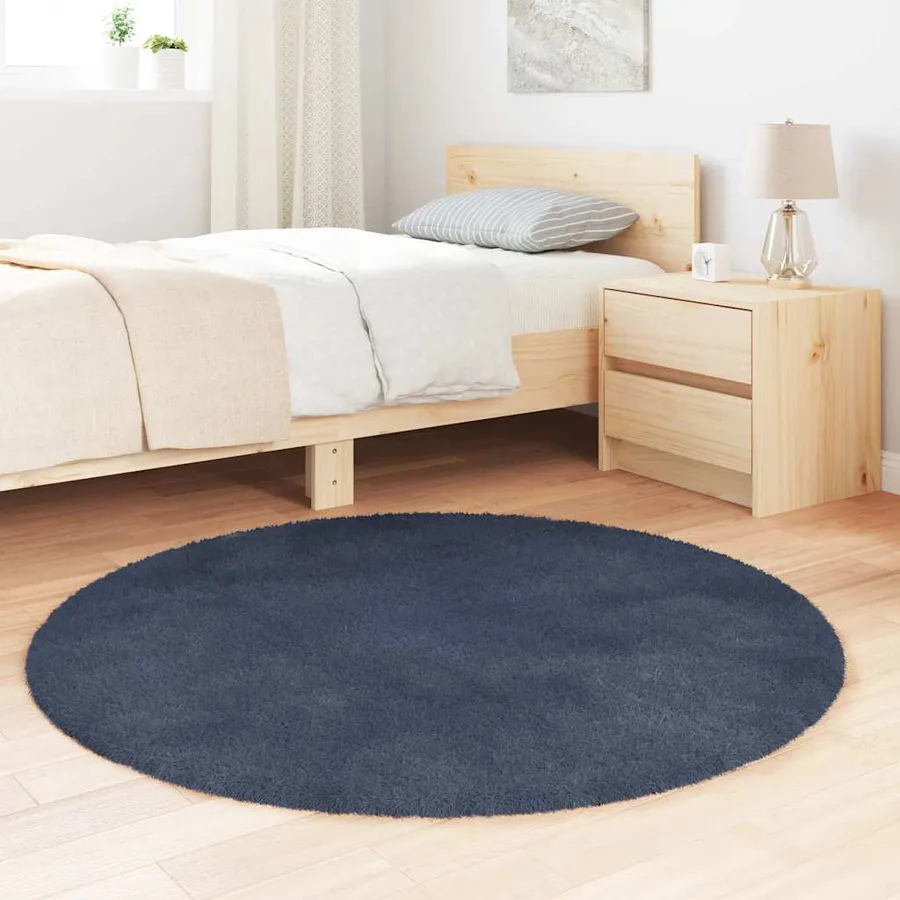 Tapis shaggy à poils longs NAVARRA bleu marine 120x120 cm - 3