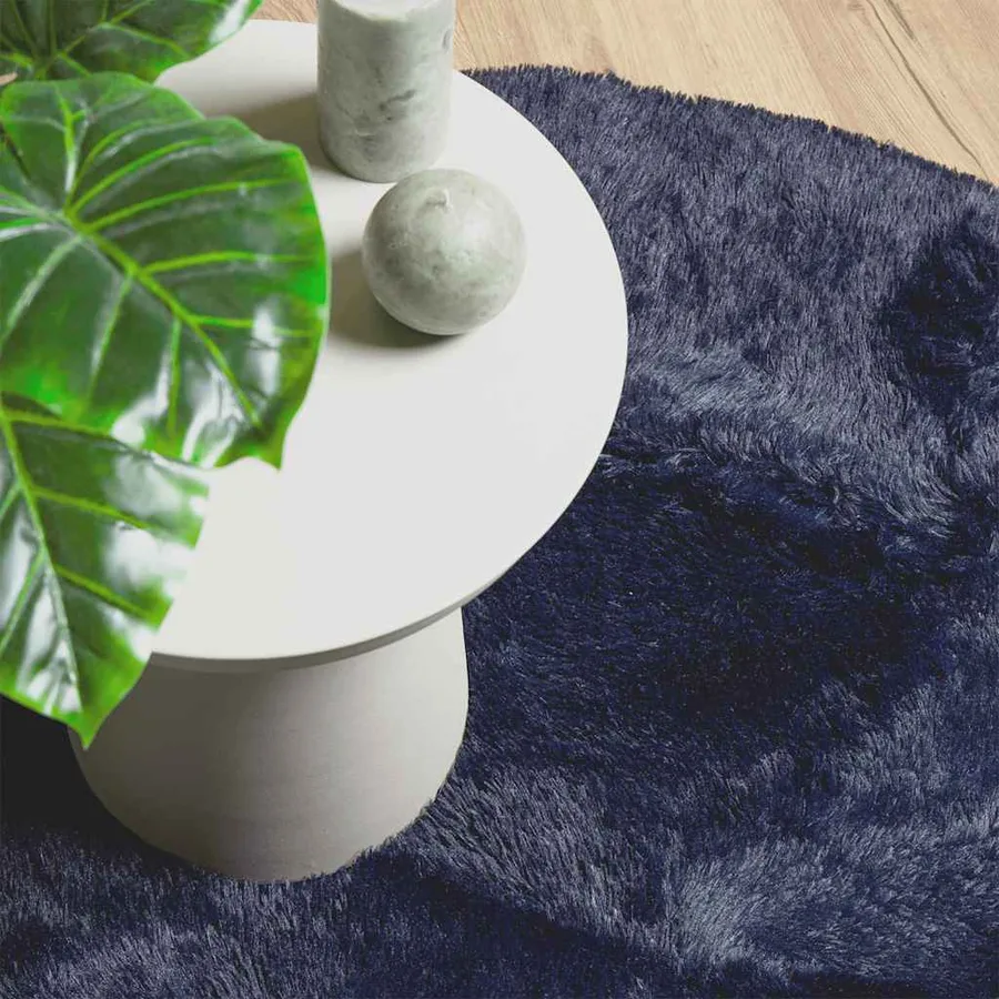 Tapis shaggy à poils longs NAVARRA bleu marine 120x120 cm - 8