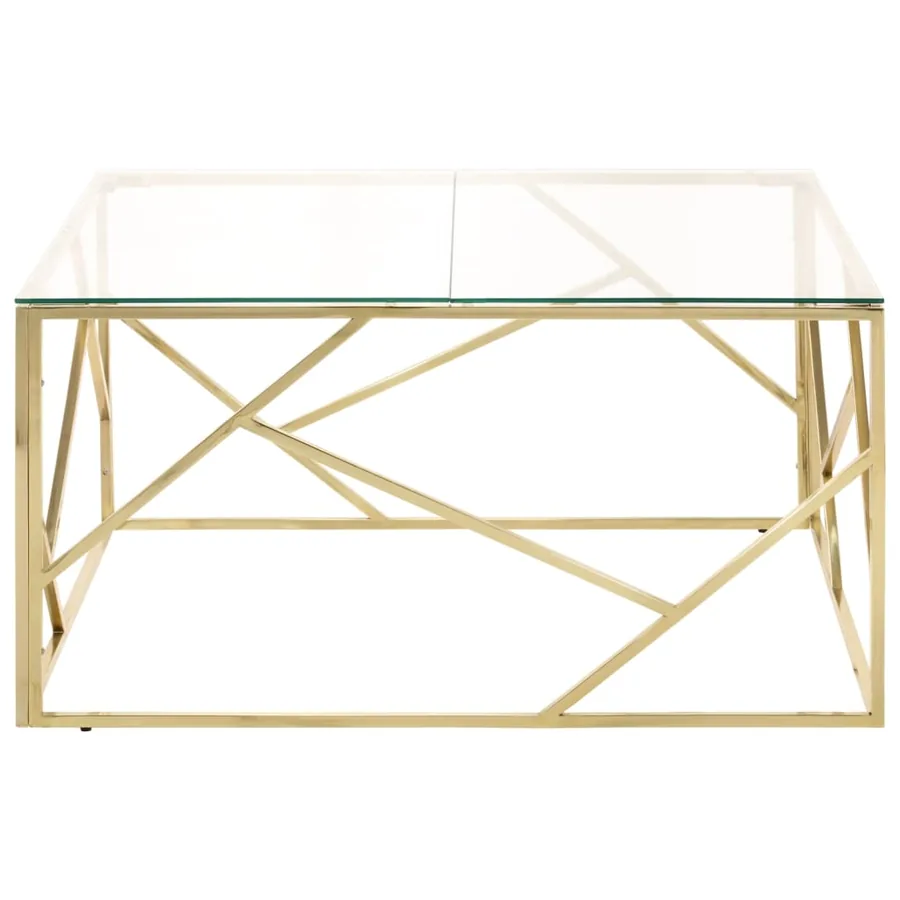 Table basse doré acier inoxydable et verre trempé - 2